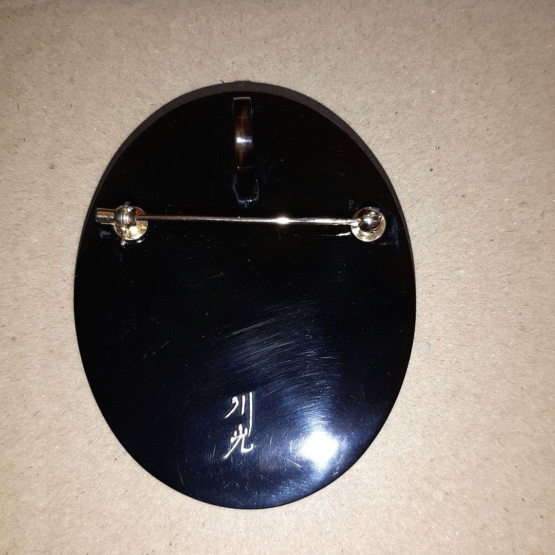 本鼈甲　螺鈿蒔絵　東州斎写楽役者絵　川光作　ブローチ&ネックレス2WAY