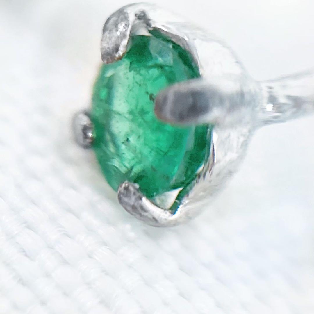 エメラルド 一粒ピアス k18wg グリーン 緑 ホワイトゴールド 5月誕生石