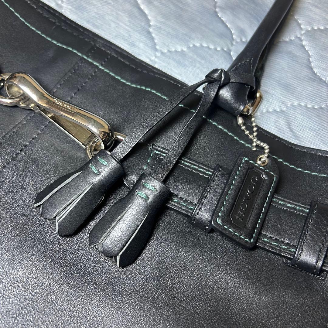 レア！グリーンステッチ COACH コーチ レザー キャリオールトート A4 黒