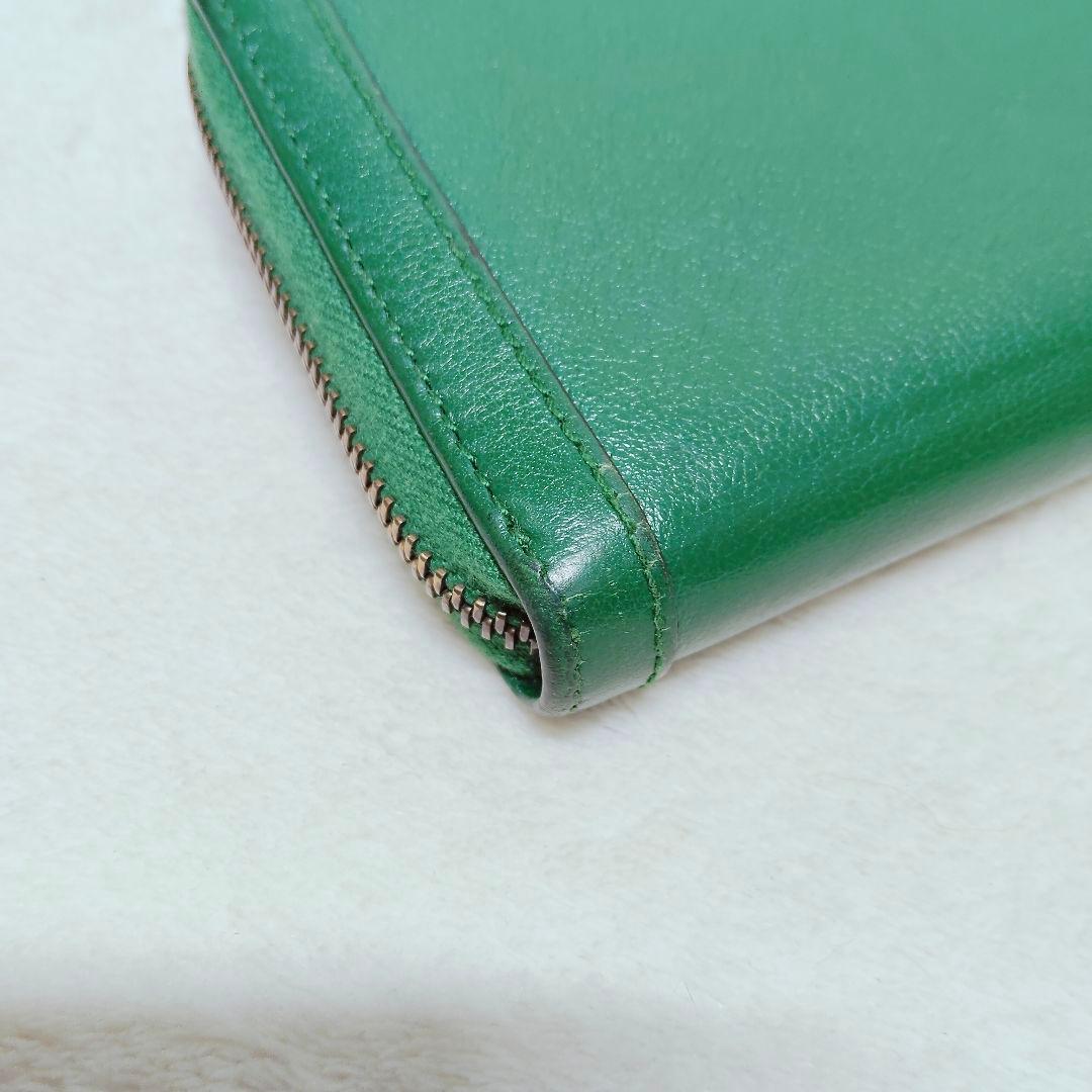 美品 付属付き 希少 グッチ 長財布 GG マーモント バンブー 緑