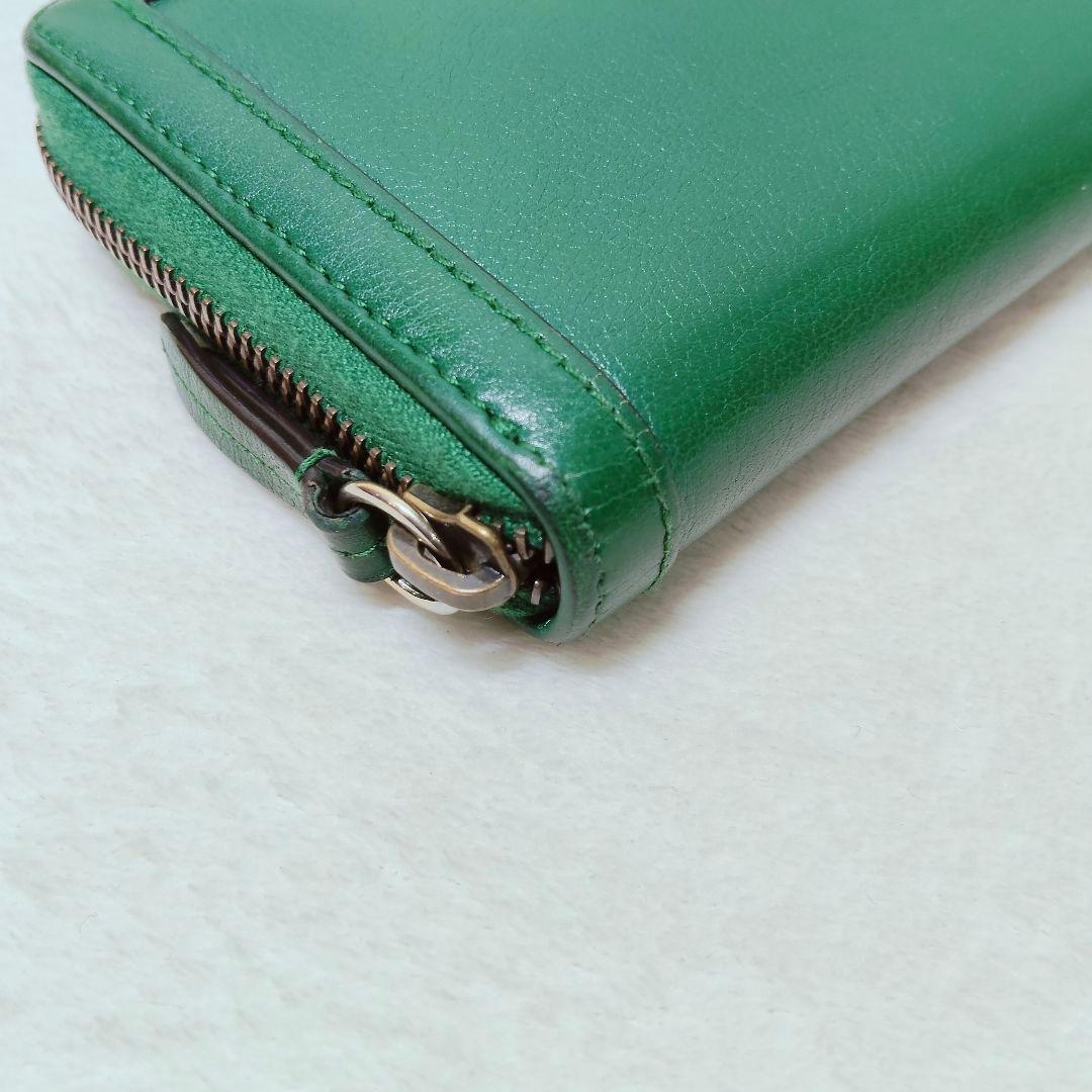 美品 付属付き 希少 グッチ 長財布 GG マーモント バンブー 緑