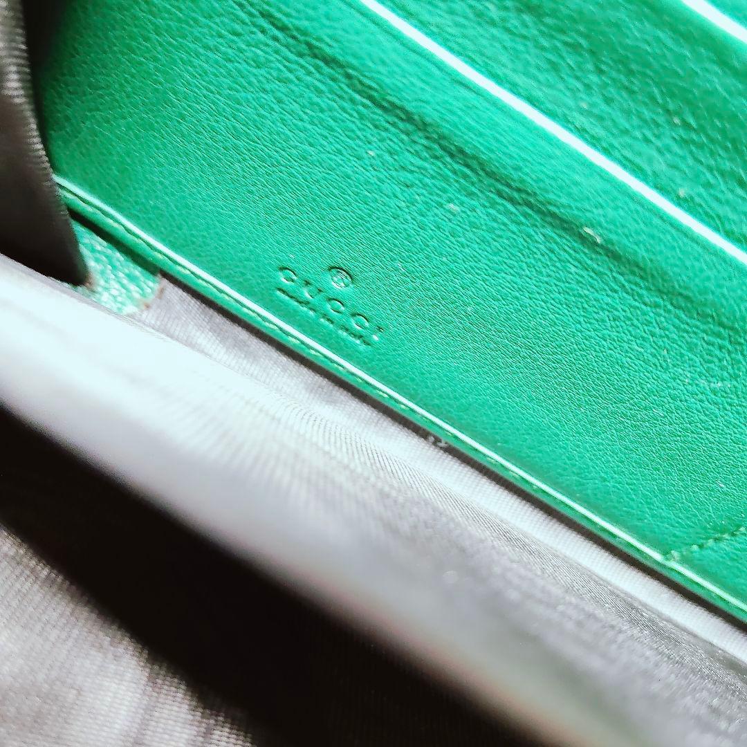 美品 付属付き 希少 グッチ 長財布 GG マーモント バンブー 緑