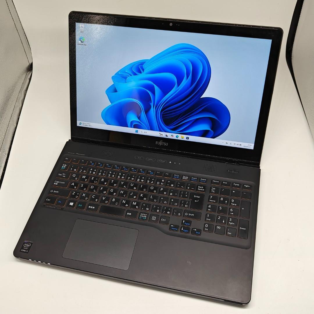 【富士通】AH77 高速i7 SSD256GB 16GB ブラック ノートPC