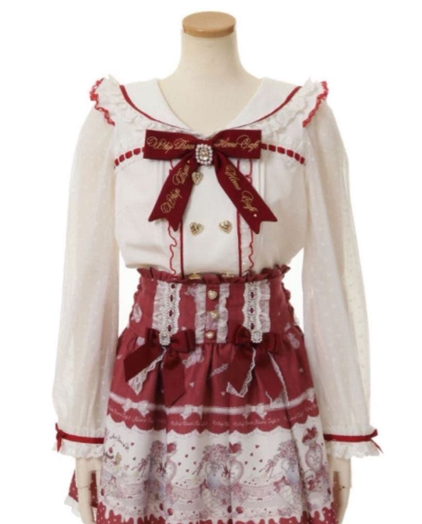 LIZLISA ♥Whip Bear  Cafe 柄スカパン♥ボルドー♥