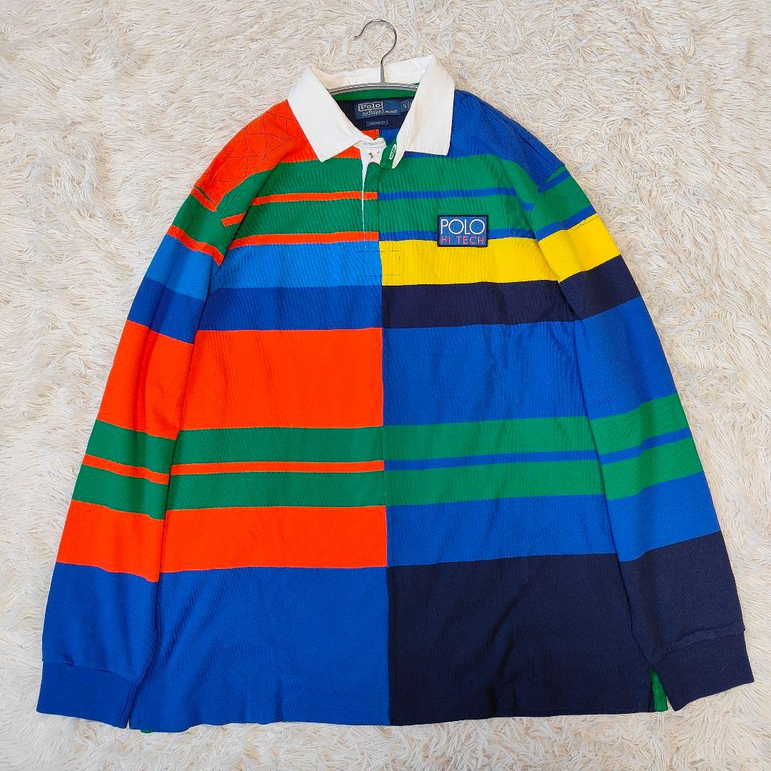 未使用級 XL　ポロラルフローレン　ラグビー ジャージ　特大　マルチボーダー