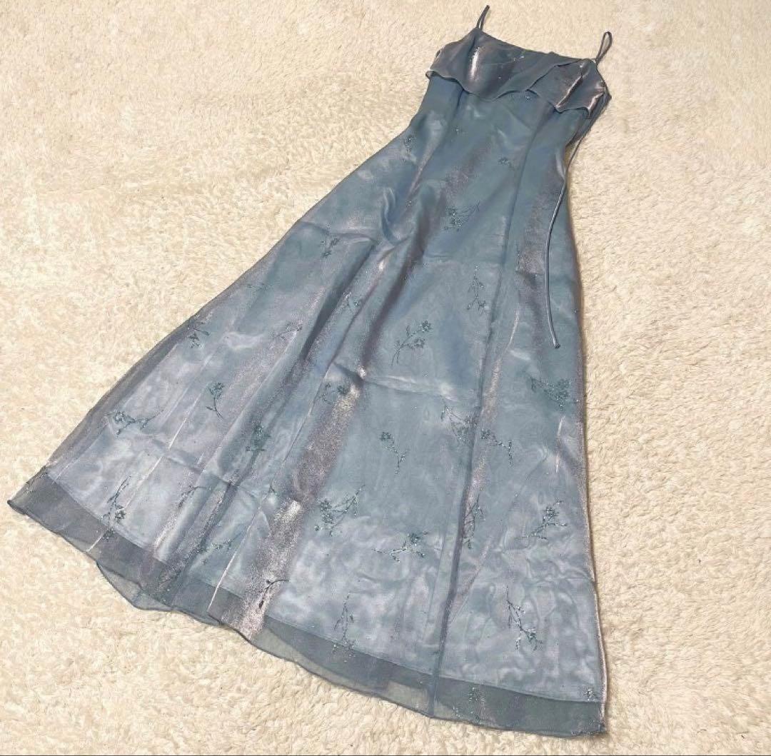 AIMER ロングドレス ラメ　演奏会 披露宴 ブルー