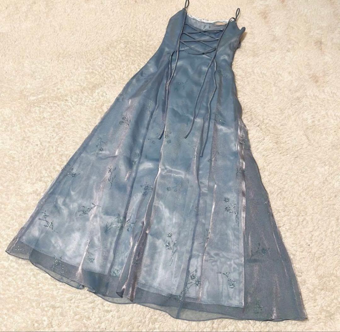 AIMER ロングドレス ラメ　演奏会 披露宴 ブルー