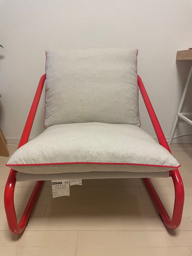 ÖNNESTAD オッネスタード 1人掛けソファ グレー/レッド