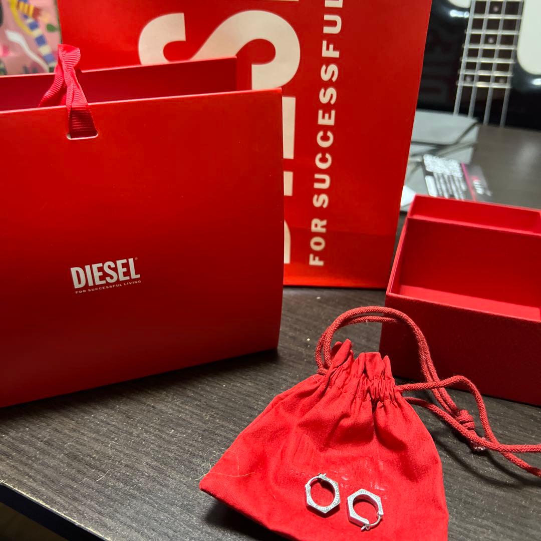 DIESEL シルバー フープピアス