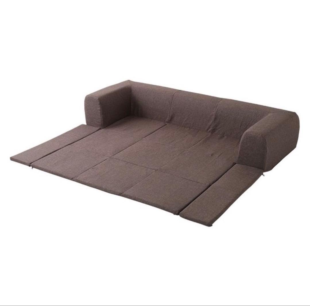 【引取り希望】フロアソファー ブラウン 横幅200cm 洗濯可能