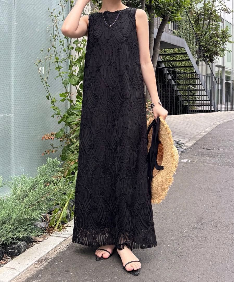collage バテンレース ロングワンピース 黒 コラージュ