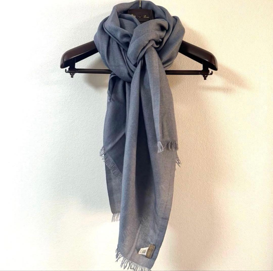 どどっ！ ✨美品✨クルチアーニ　カシミヤ　シルク　ストール　シルバーブルー