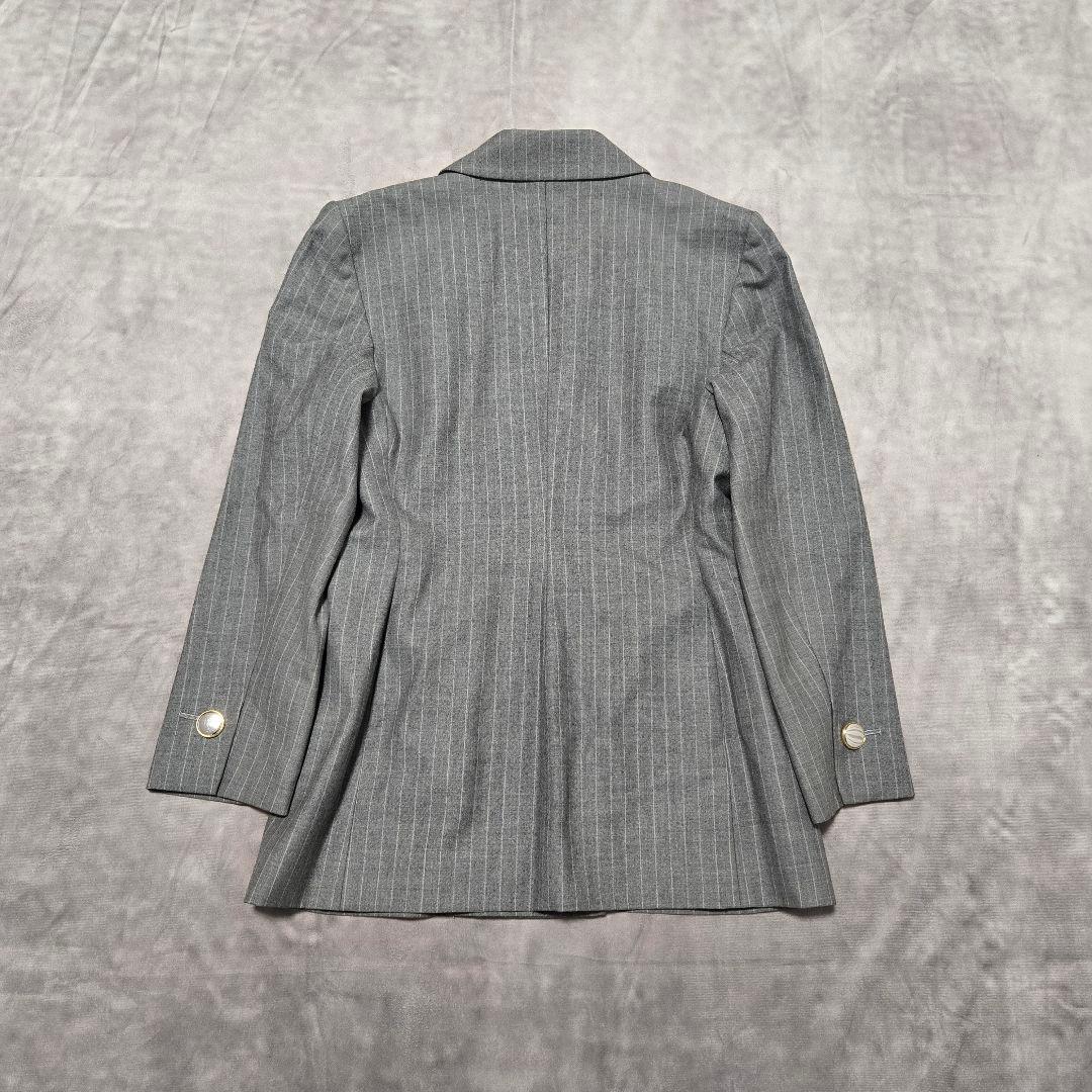 イヴサンローラン ダブル テーラードジャケット グレー ストライプ M