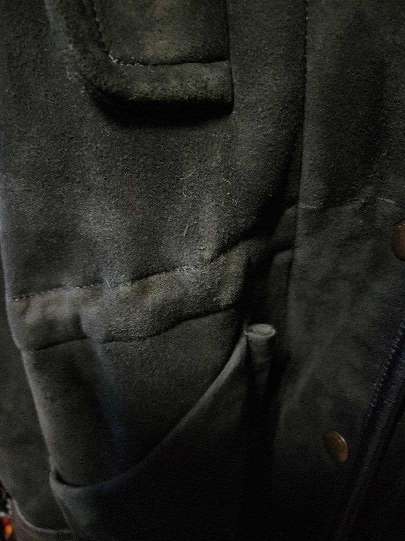 COACH フード付き取り外し可能ブラックスエード ムートンコート