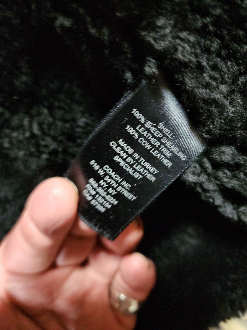 COACH フード付き取り外し可能ブラックスエード ムートンコート