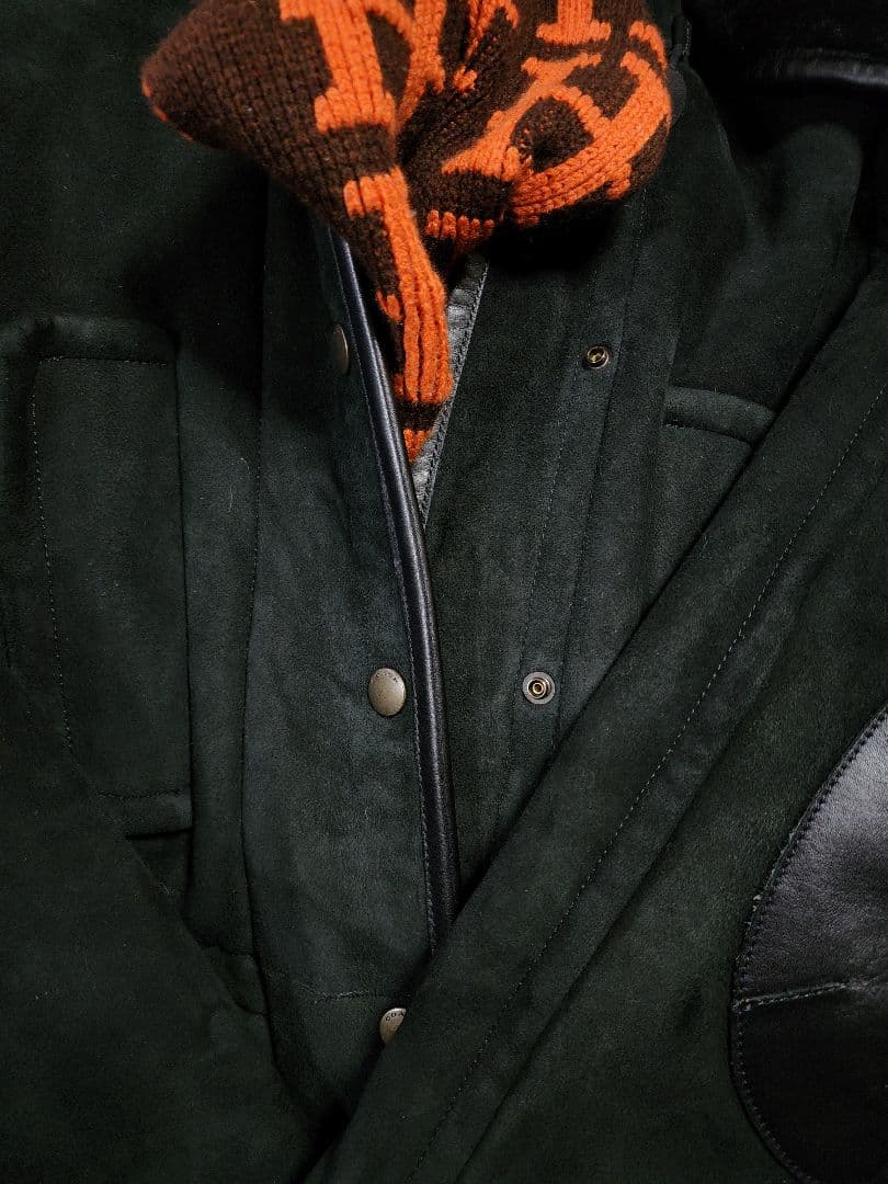 COACH フード付き取り外し可能ブラックスエード ムートンコート