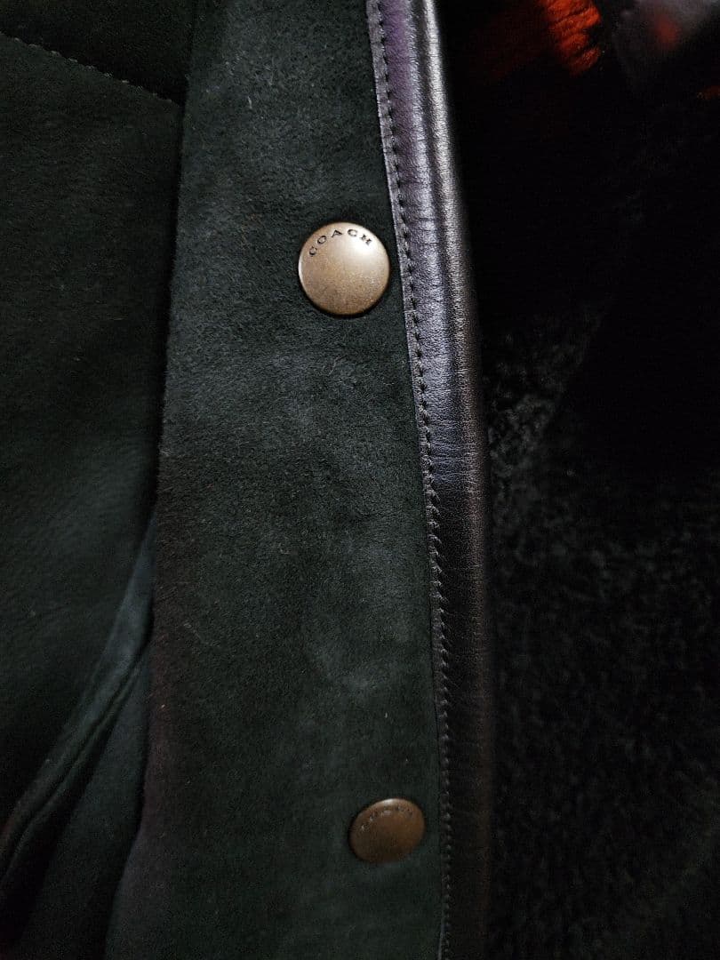 COACH フード付き取り外し可能ブラックスエード ムートンコート