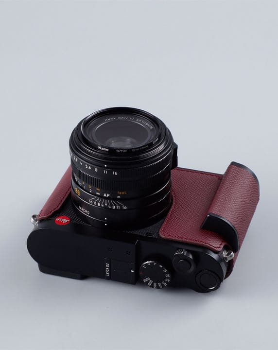 新品 本革 LEICA ライカ Q用 カメラケース ワインレッド