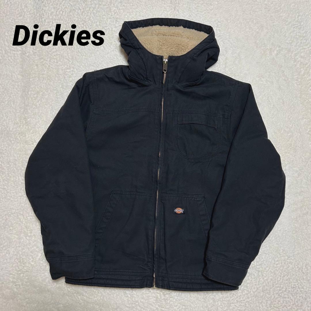 Dickes ダック地 裏地ボア フード カバーオール ジャケット 黒 M