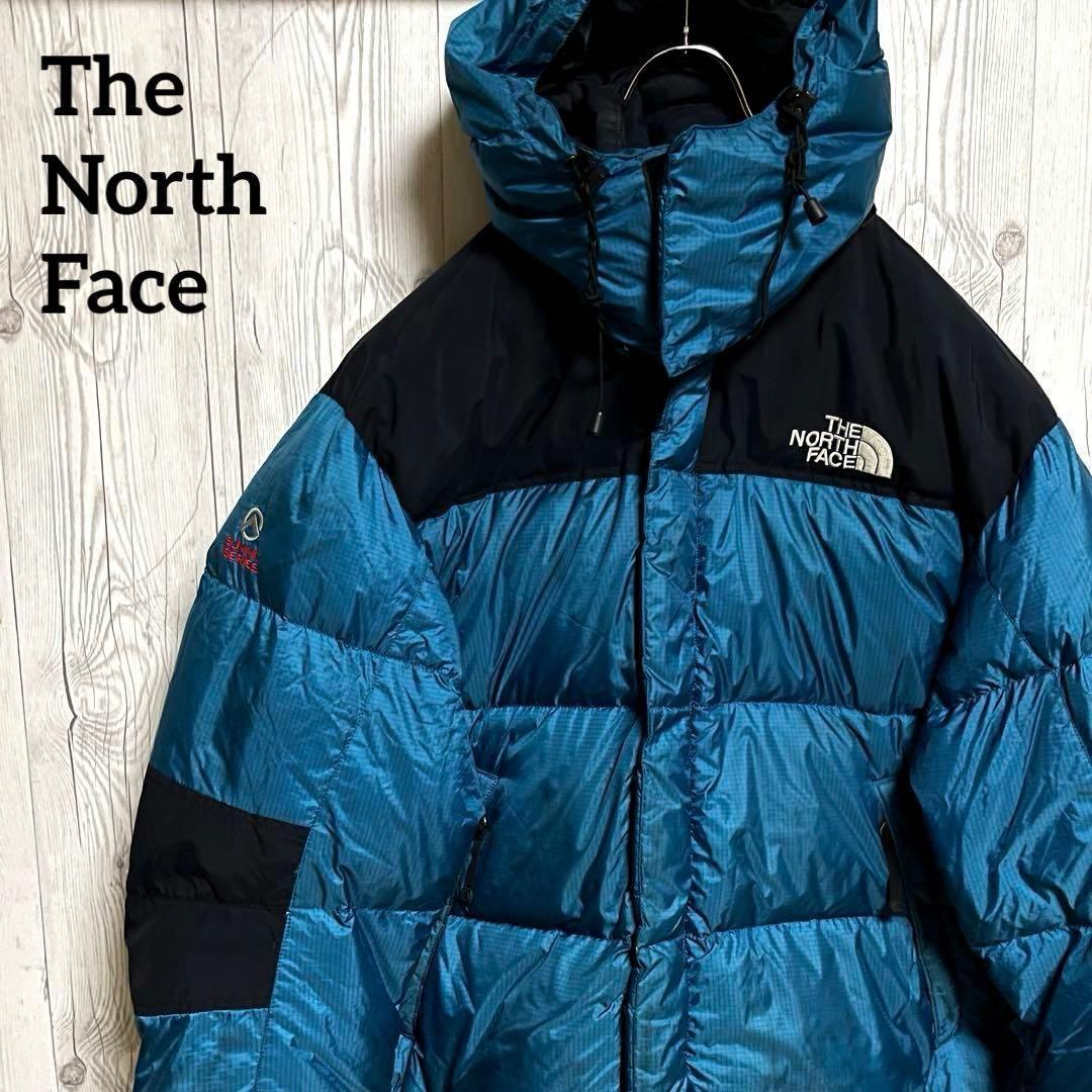 ノースフェイス ダウンジャケット　メンズL 韓国100　700フィル ブルー青