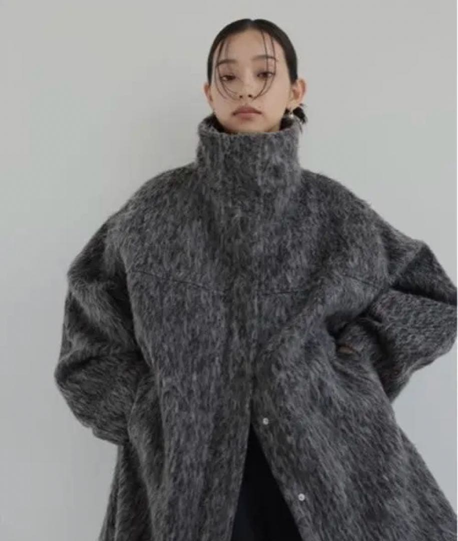 LIAN hellam ステンカラーコート　シャギースタンドカラーコート