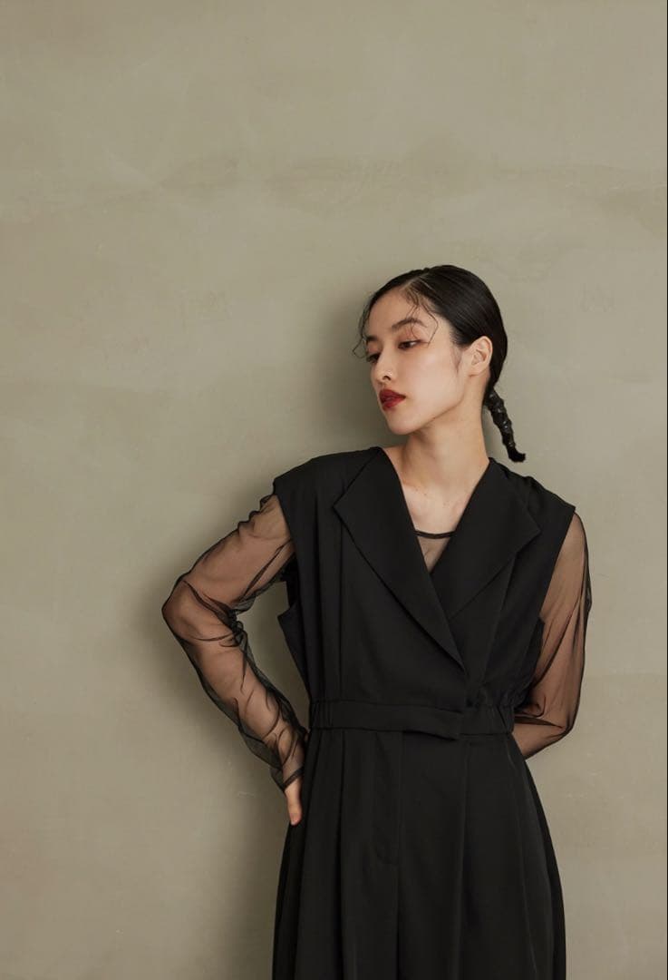 ♡niana / Kana スタンドアウトカラーオールインパンツ　ブラック　M