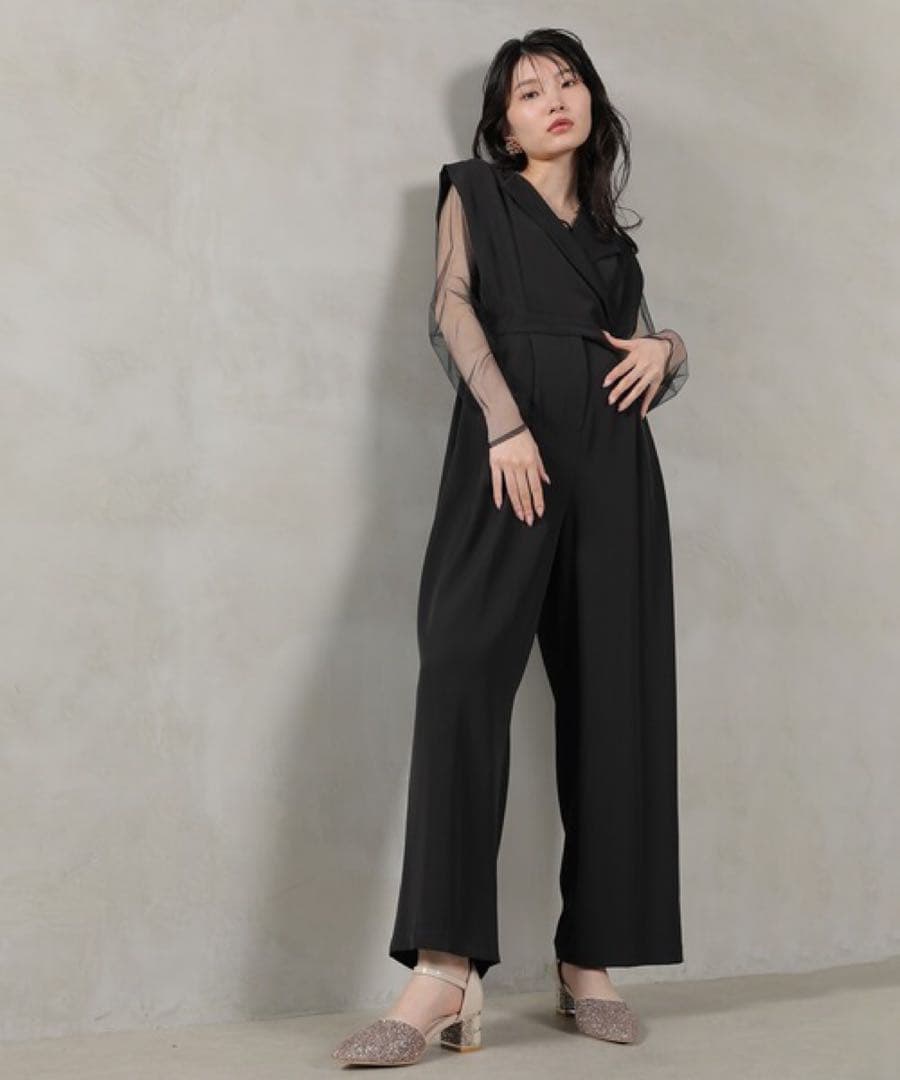 ♡niana / Kana スタンドアウトカラーオールインパンツ　ブラック　M