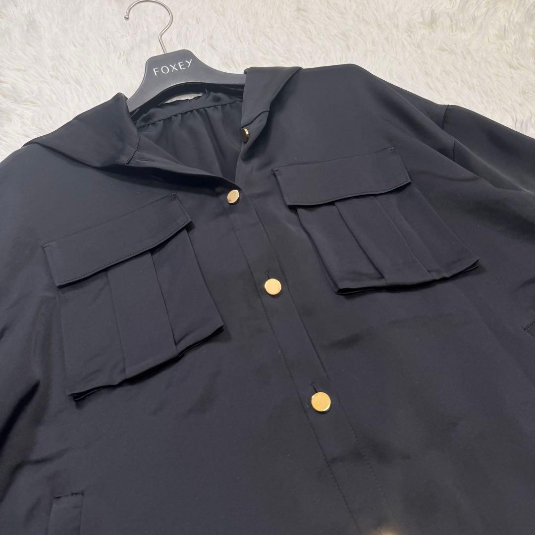 美品 2023年 グレースコンチネンタル トリアセサテンフーディー ブラック