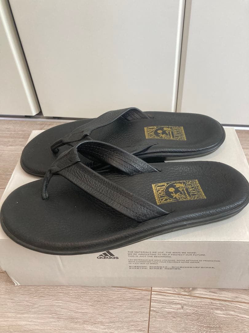 アイランド　スリッパ　オールブラックレザーサンダル　10