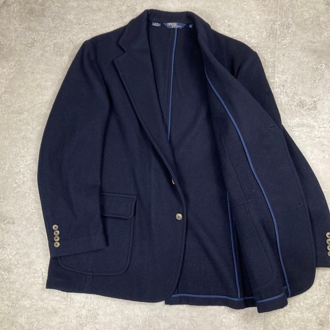 ポロバイラルフローレン　紺ブレ　ブレザー　エンブレム　ワッペン　アメリカ製　L