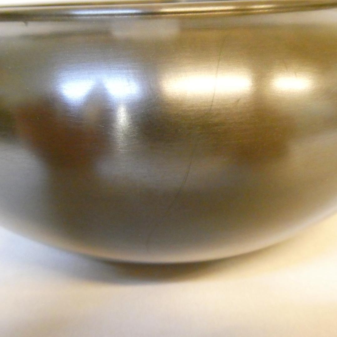 一ノ瀬宗辰作 高村表恵作塗蓋添 砂張銅 捻梅水指 唐銅 茶道具