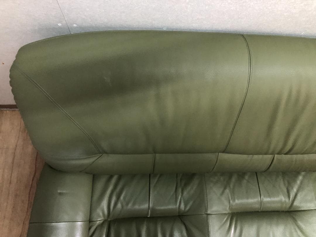 カリモク チターノ　 ソファ3　人掛け　本革　グリーン　1109-2