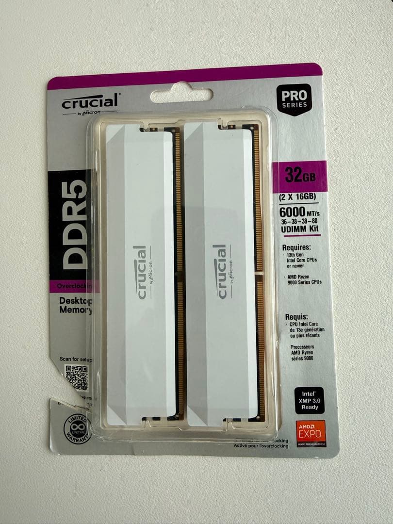 C*e様 crucial DDR5 32GB (2x16GB) メモリ 開封未使