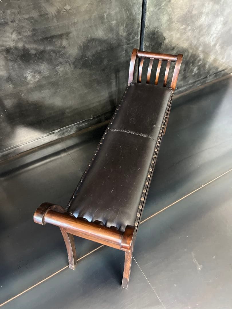 KRN　アンティーク　木製スラットバックスツール