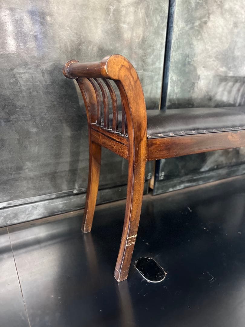 KRN　アンティーク　木製スラットバックスツール