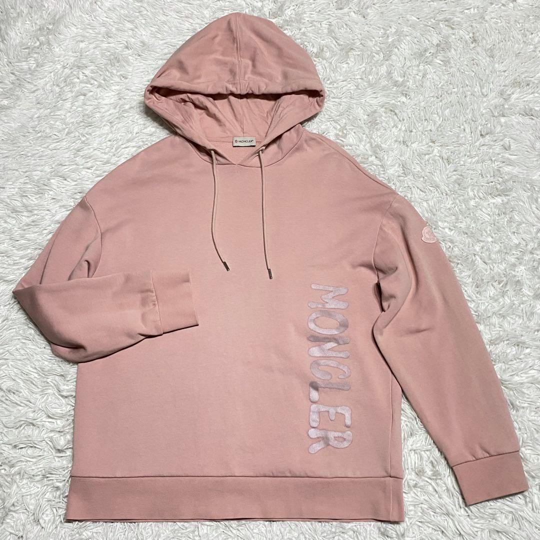 MONCLER・モンクレール・パーカー・ロゴプリント・ピンク・Lサイズ