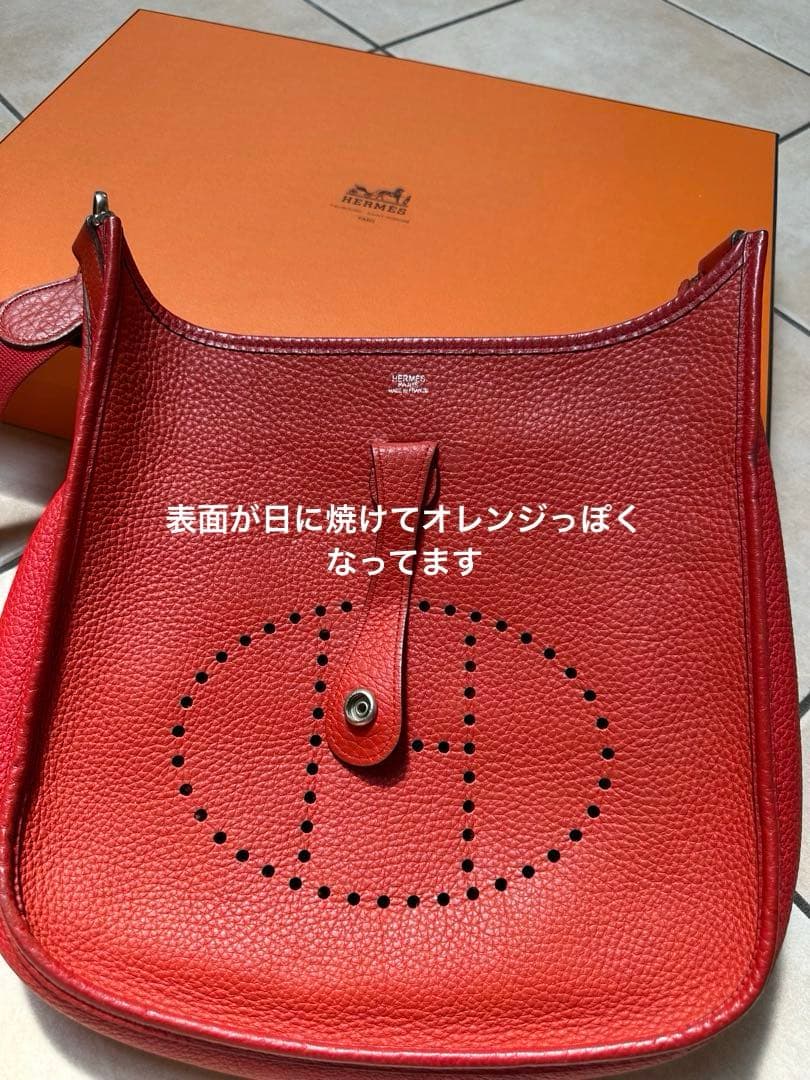 エルメスHERMESエブリン　PMレッド ショルダーバッグ