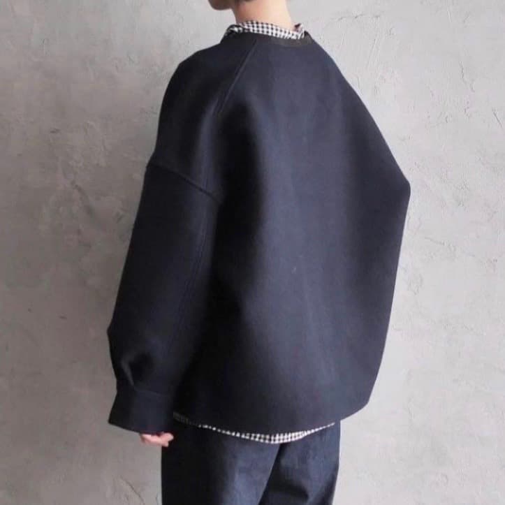 美品！homspun ホームスパン メルトン ジップアップ ブルゾン