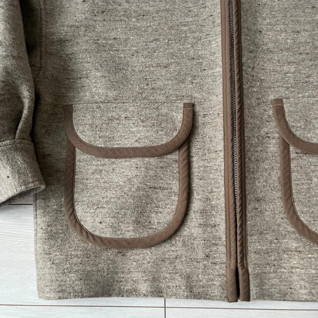 美品！homspun ホームスパン メルトン ジップアップ ブルゾン