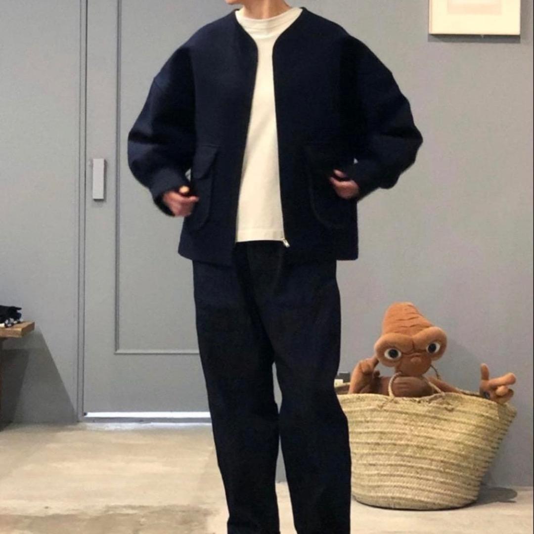 美品！homspun ホームスパン メルトン ジップアップ ブルゾン