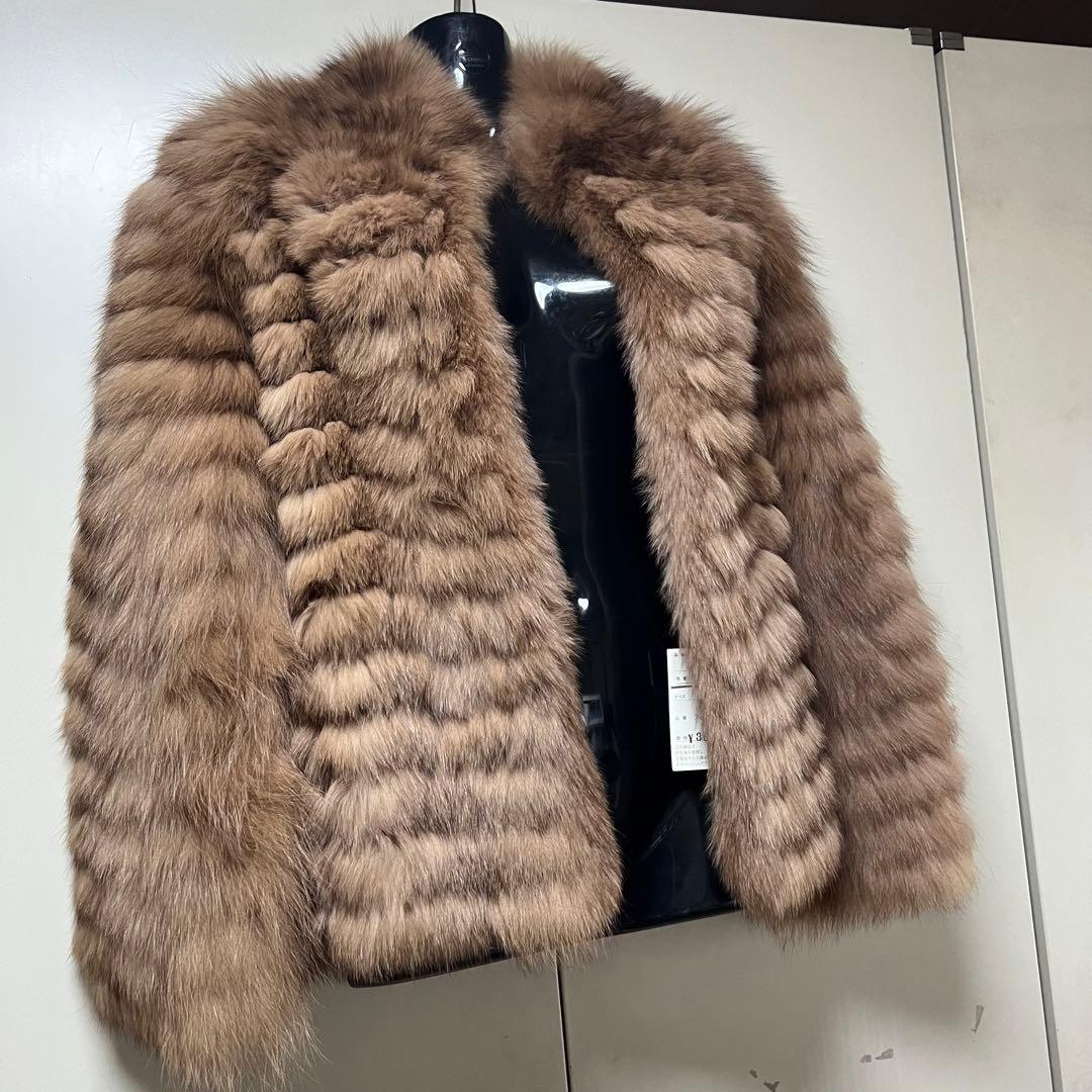 破格値お値下げ不可　本物ブルーフォックス毛皮ジャケットコート　定価36万タグ