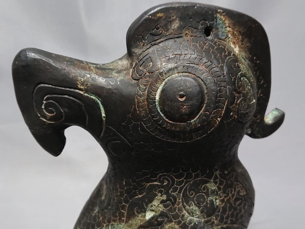 コレクター収集品　青銅　鳴物獣文　鳥形鐘