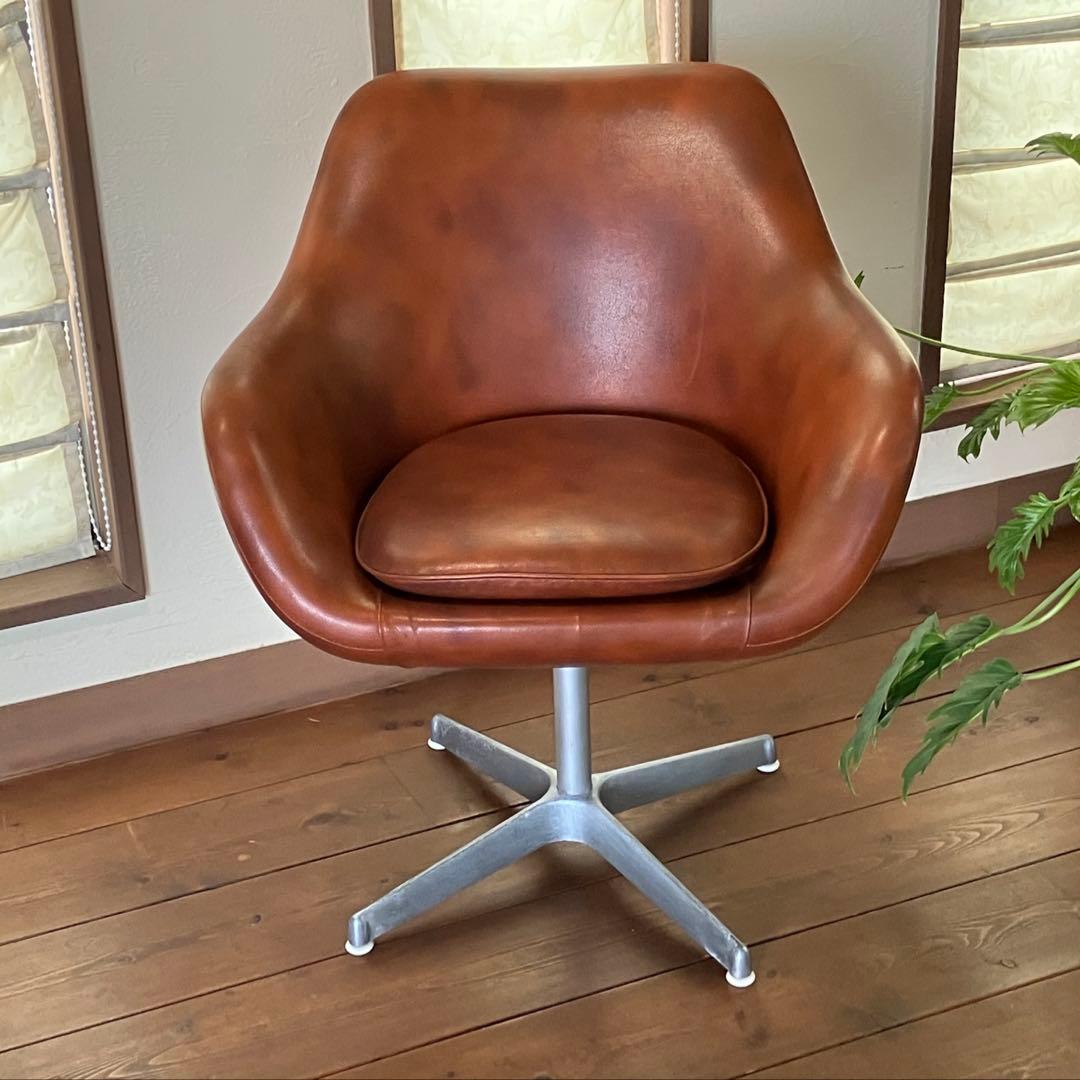 ミッドセンチュリー ヴィンテージくるくる回る椅子 当時物 希少品 昭和レトロ