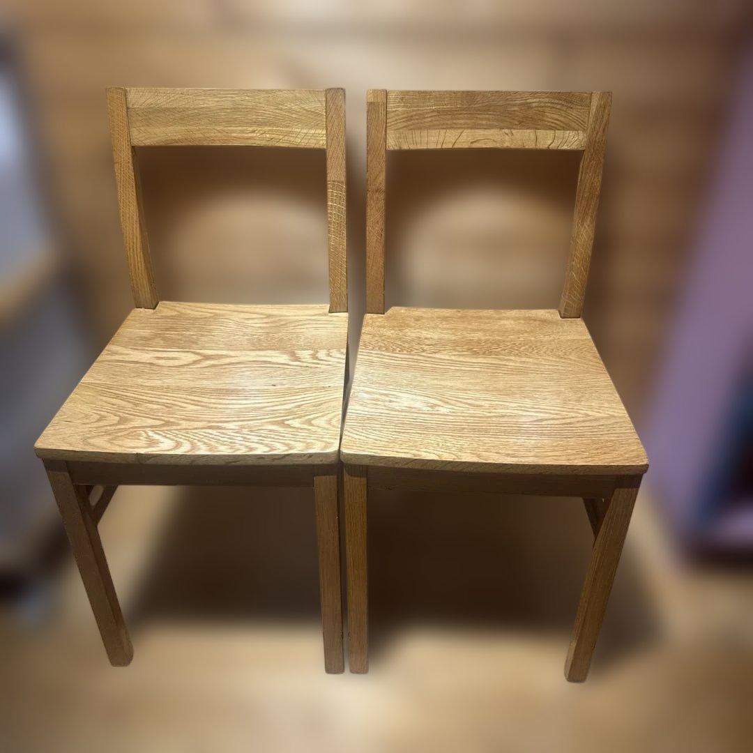 無印良品　無垢材オーク材 チェア 2脚セット