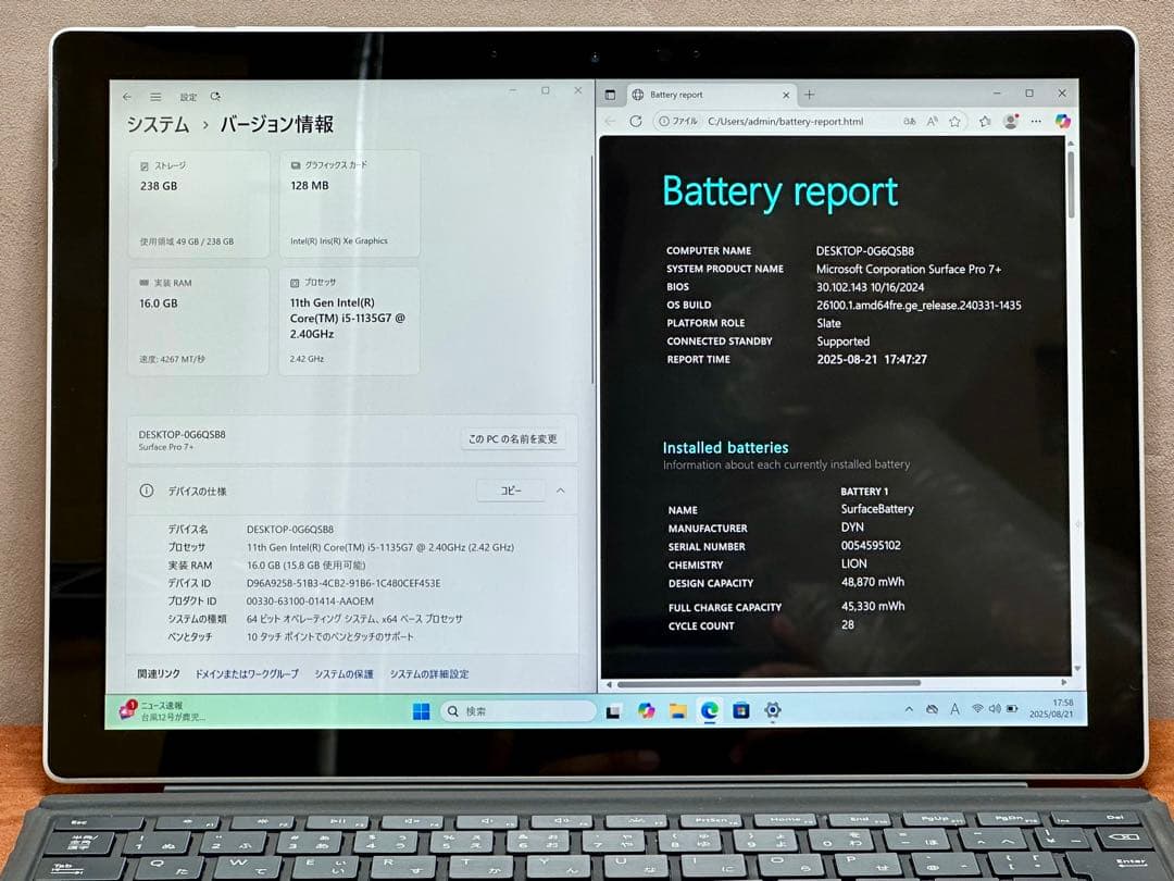 Windowsタブレット本体 Surface Pro 7+ i5-1135G7 16GB 256GB LTE