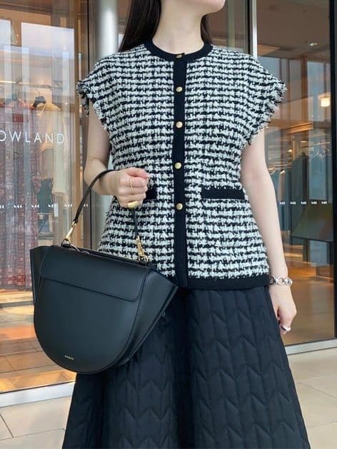 新品【Ballsey】ニットコンビツイード フレンチスリーブジレ