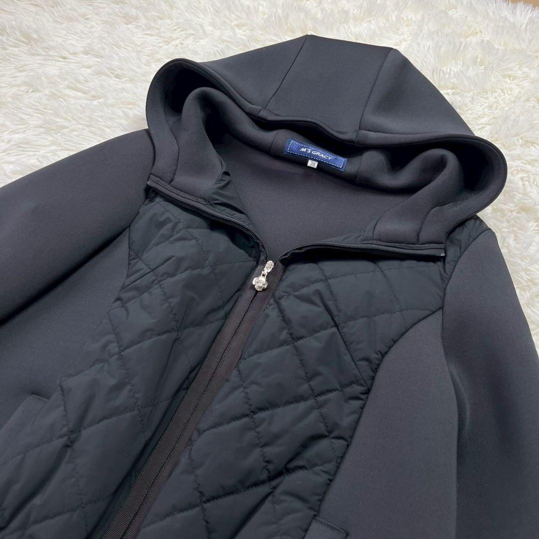 ★未使用級★エムズグレイシー ボンディング フーデット パーカー キルティング