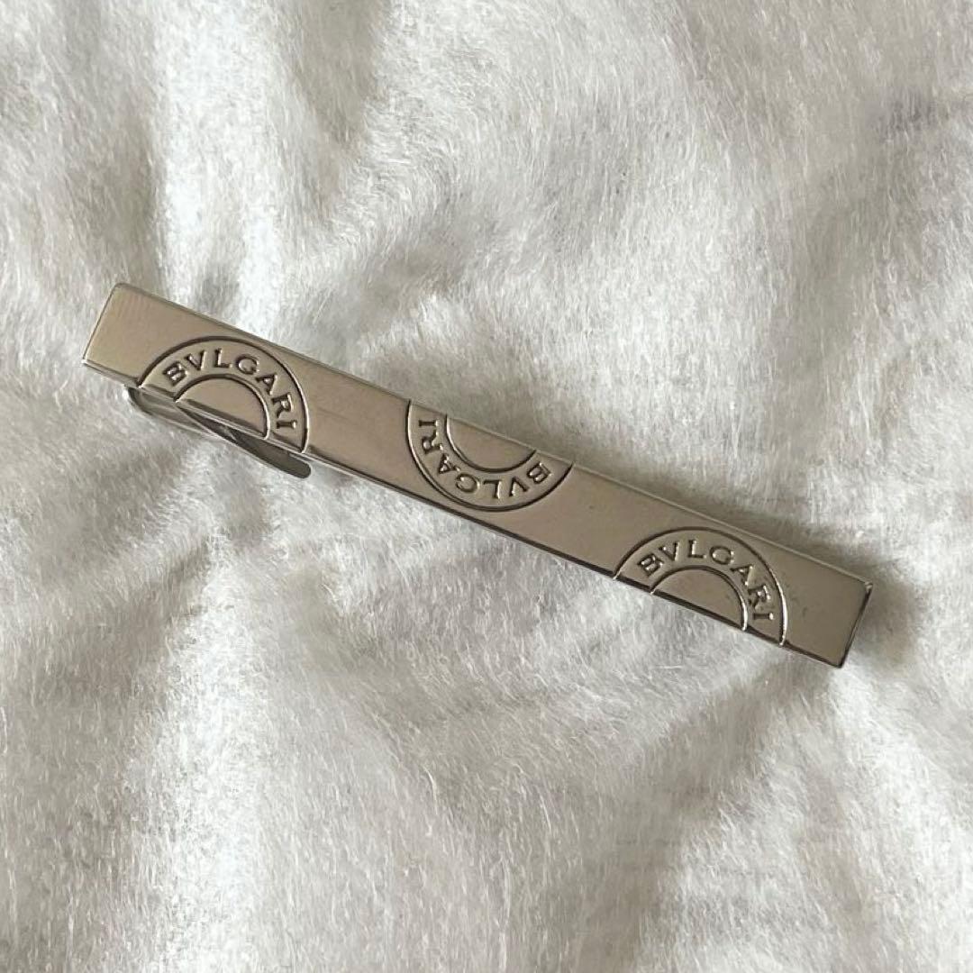 ブルガリ　ネクタイピン　サークルログ　925　シルバー　ロゴ型押し　タイピン