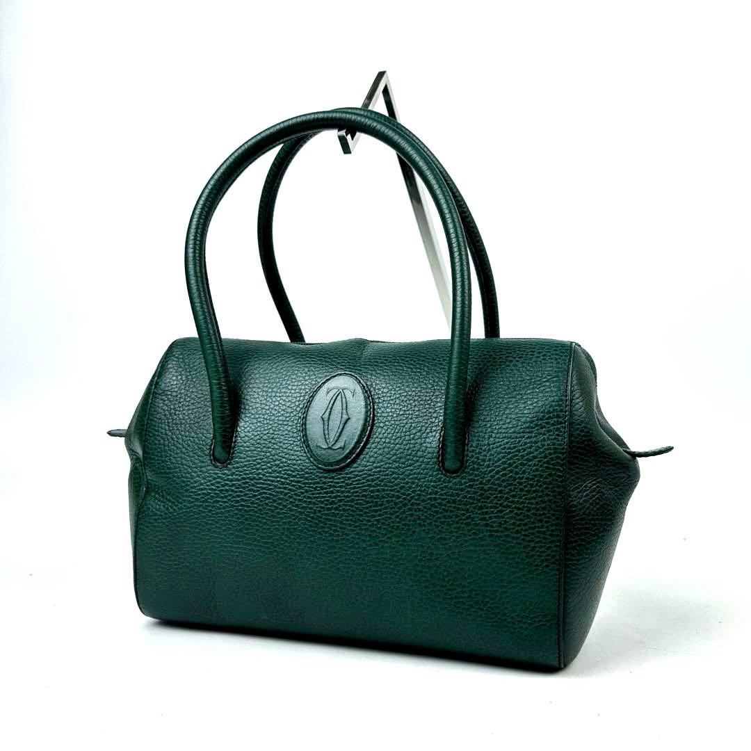 ねこたい カルティエ マストライン ハンドバッグ ゴールド金具 裏地総柄