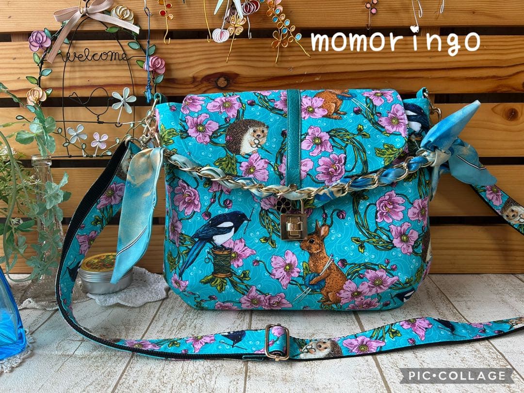 バロン♡花うさぎハリネズミ♡丸底　2wayショルダーバッグ